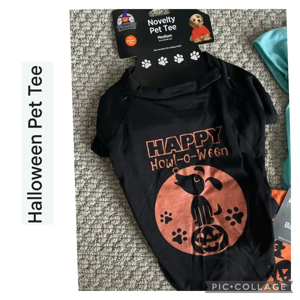 NWT Halloween Dog Shirts Bandana 4 Piece Bundle Size M